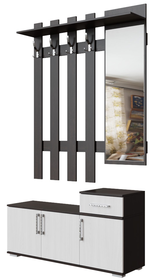 Фото Вешалка с зеркалом №3 (1,2) в Крыму по цене 11 580 ₽ от производителя SV-мебель, код товара 2000001606537, 2000001606544 шт Фото Вешалка с зеркалом №3 (1,2) от производителя Хорошая мебель в Крыму по цене 11 580 ₽