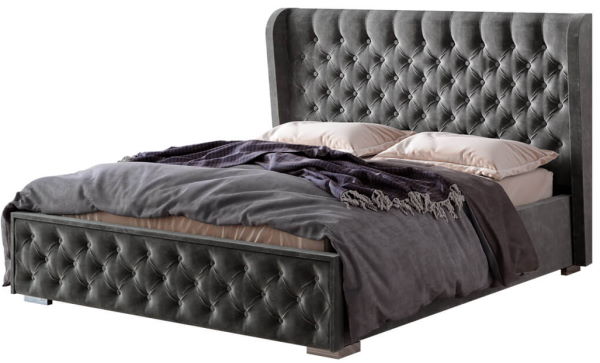 Кровать двуспальная Франческа (СМ 140х200) без основания ( 140х200 , ЛДСП/МДФ/ткань , графит темный , без подъемного мех. , без ящиков , без матраса (Мебелони) ) Кровать двуспальная Франческа (СМ 140х200) без основания ( 140х200 , ЛДСП/МДФ/ткань , графит темный , без подъемного мех. , без ящиков , без матраса (Мебелони) )