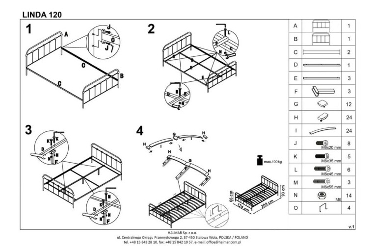 Фото Кровать односпальная Halmar Linda (СМ 120х200) c основанием в Крыму по цене 19 210 ₽ от производителя Halmar , код товара 2000001675915 шт Фото Кровать односпальная Halmar Linda (СМ 120х200) c основанием от производителя Halmar  в Крыму по цене 19 210 ₽