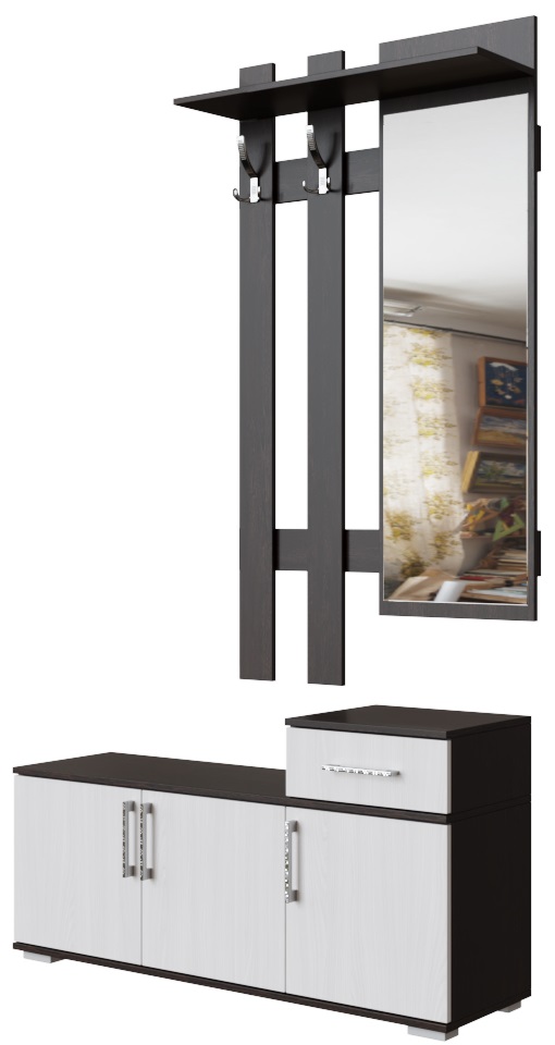 Фото Вешалка с зеркалом №3 (0,8) в Крыму по цене 14 480 ₽ от производителя SV-мебель, код товара 2000001606490, 2000001606506 шт Фото Вешалка с зеркалом №3 (0,8) от производителя Хорошая мебель в Крыму по цене 14 480 ₽