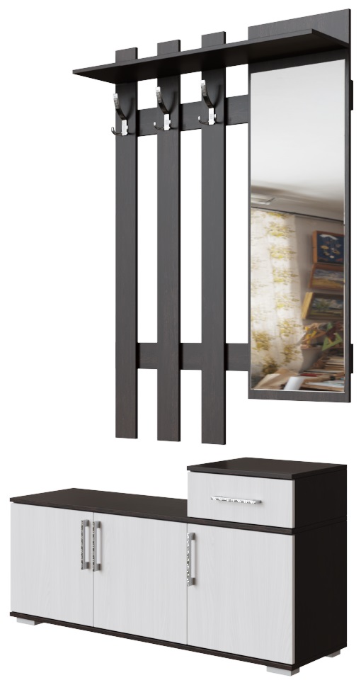 Фото Вешалка с зеркалом №3 (1,0) в Крыму по цене 13 860 ₽ от производителя SV-мебель, код товара 2000001606513, 2000001606520 шт Фото Вешалка с зеркалом №3 (1,0) от производителя Хорошая мебель в Крыму по цене 13 860 ₽