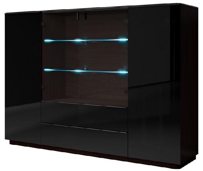 Комод-4D2S typ 48 Togo (венге ламинат-черное (Helvetia) ) Комод-4D2S typ 48 Togo (венге ламинат-черное (Helvetia) )