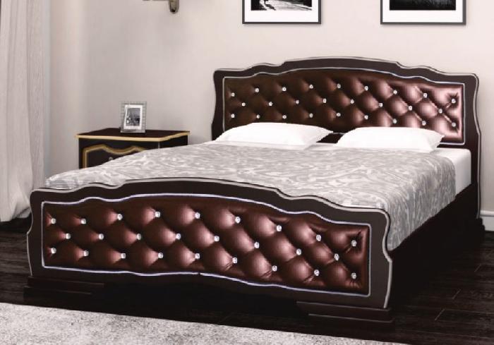 Кровать двуспальная Карина-10 (СМ 140х200) с элементами экокожи, без основания с универсальными царг ( 140х200 , дерево/МДФ , орех темный бриллиант , без подъемного мех. , без ящиков , без матраса (Браво-мебель) ) Кровать двуспальная Карина-10 (СМ 140х200) с элементами экокожи, без основания с универсальными царг ( 140х200 , дерево/МДФ , орех темный бриллиант , без подъемного мех. , без ящиков , без матраса (Браво-мебель) )