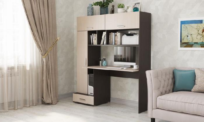 Стол компьютерный ПКС-1 (лдсп, лдсп-венге цаво,  венге цаво, дуб белфорт (ПАМИР) )