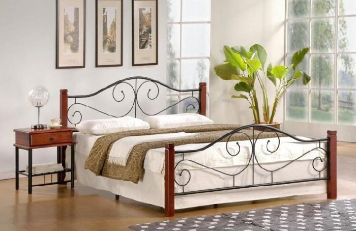 Кровать двуспальная Halmar Violetta (СМ 160х200) c ортопедическим основанием ( 160х200 , дерево/металл , античная черешня-черный , без подъемного мех. , без ящиков , без матраса (Halmar ) ) Кровать двуспальная Halmar Violetta (СМ 160х200) c ортопедическим основанием ( 160х200 , дерево/металл , античная черешня-черный , без подъемного мех. , без ящиков , без матраса (Halmar ) )