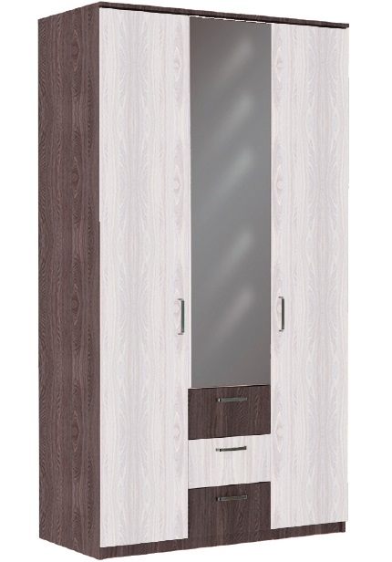 Шкаф Александра 4 (120) трехдверный (ясень анкор темный, ясень анкор светлый-ясень анкор темный,(Фант-мебель)) Шкаф Александра 4 (120) трехдверный (ясень анкор темный, ясень анкор светлый-ясень анкор темный,(Фант-мебель))