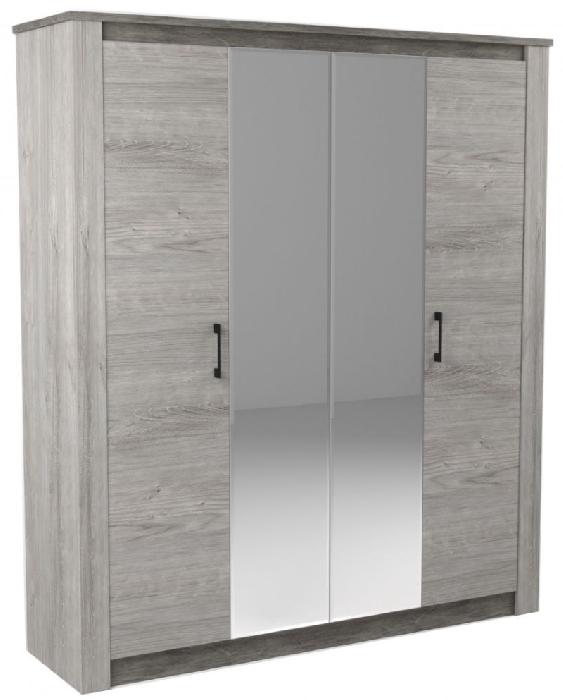 Шкаф Денвер (192) четырехдверный (риббек серый-камень темный, риббек серый,(СБК)) Шкаф Денвер (192) четырехдверный (риббек серый-камень темный, риббек серый,(СБК))