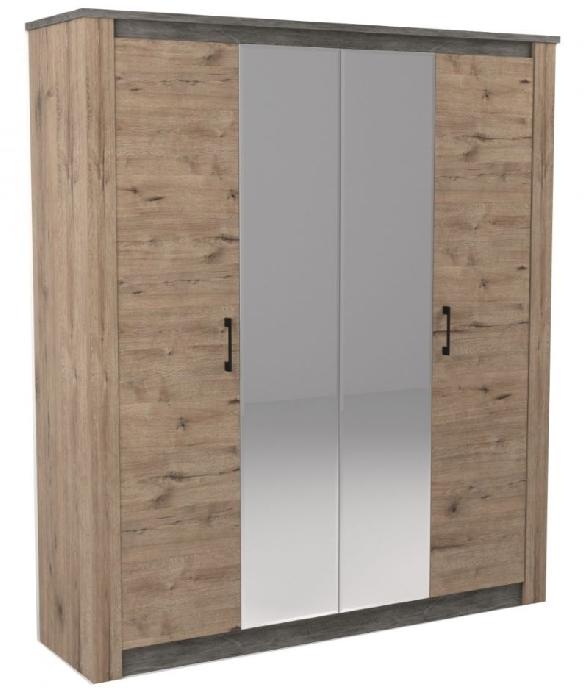 Шкаф Денвер 2300 (192) четырехдверный (веллингтон-камень темный, веллингтон,(СБК)) Шкаф Денвер 2300 (192) четырехдверный (веллингтон-камень темный, веллингтон,(СБК))