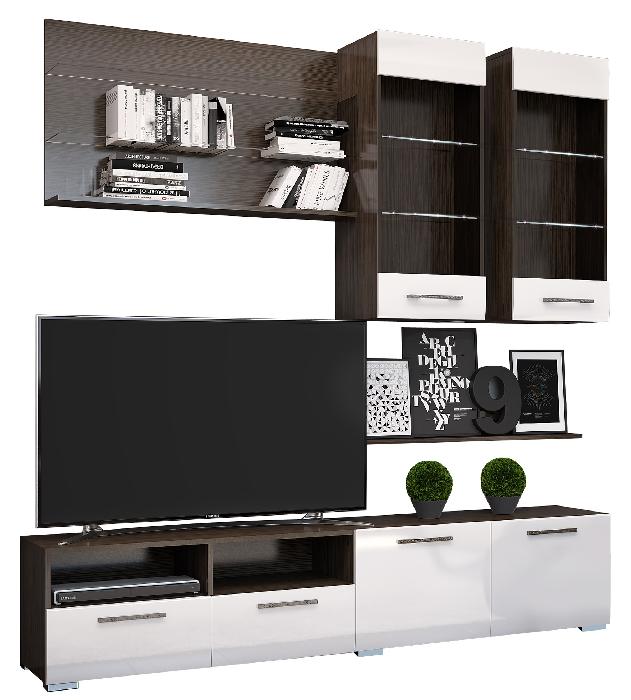 Гостиная Ненси 3 (венге, белый глянец,(Горизонт)) Гостиная Ненси 3 (венге, белый глянец,(Горизонт))