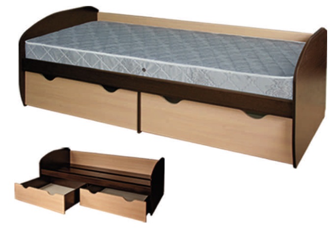 Фото Кровать односпальная КД-1.8 с ящиками (СМ 90х200) комплектуется основанием от производителя Росток в Крыму по цене 18 360 ₽