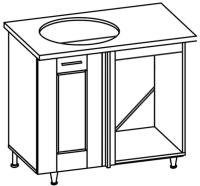 Кухня Селена К-78 стол-мойка угловая 1000 левая (текстиль, карпатская ель,(Глория (Ставрополь Мебель))) в Крыму от производителя 