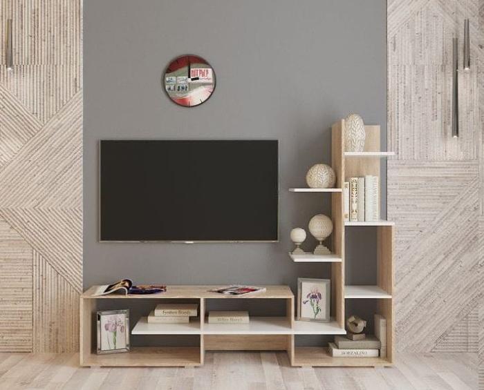 Стенка Дели (белый-дуб сонома, нет фасадов,(Интерьер-центр)) Стенка Дели (белый-дуб сонома, нет фасадов,(Интерьер-центр))