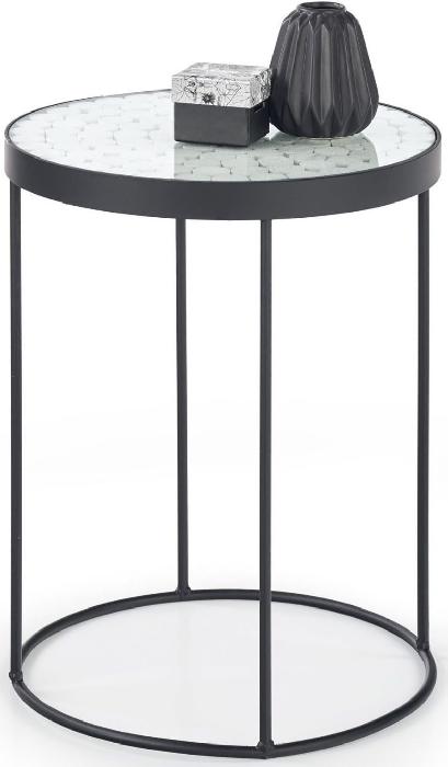 Стол журнальный Halmar Naturo 2 (металл окрашенный, стекло-дерево-прозрачный-белый,  черный (Halmar ) ) Стол журнальный Halmar Naturo 2 (металл окрашенный, стекло-дерево-прозрачный-белый,  черный (Halmar ) )