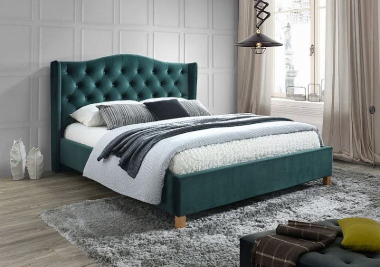 Фото Кровать двуспальная Signal Aspen velvet bluvel (СМ 140х200) c ортопедическим основанием от производителя Signal в Крыму по цене 70 580 ₽