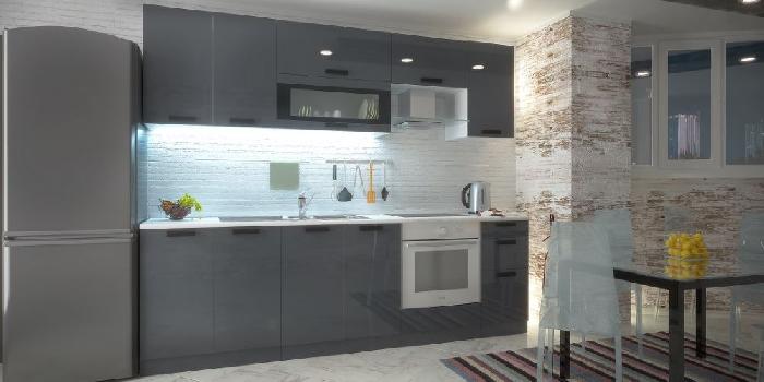 Кухня Аляска пенал П-142 (белый, серый лед глянец,(Леко)) Кухня Аляска пенал П-142 (белый, серый лед глянец,(Леко))